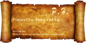 Popovits Henrietta névjegykártya